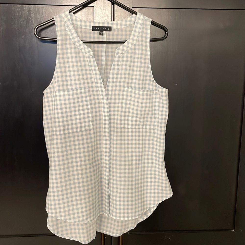 Sanctuary light blue and white sleeveless top